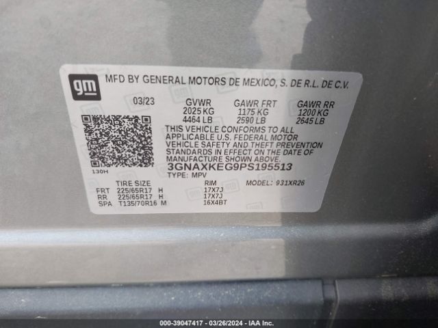 Photo 8 VIN: 3GNAXKEG9PS195513 - CHEVROLET EQUINOX 