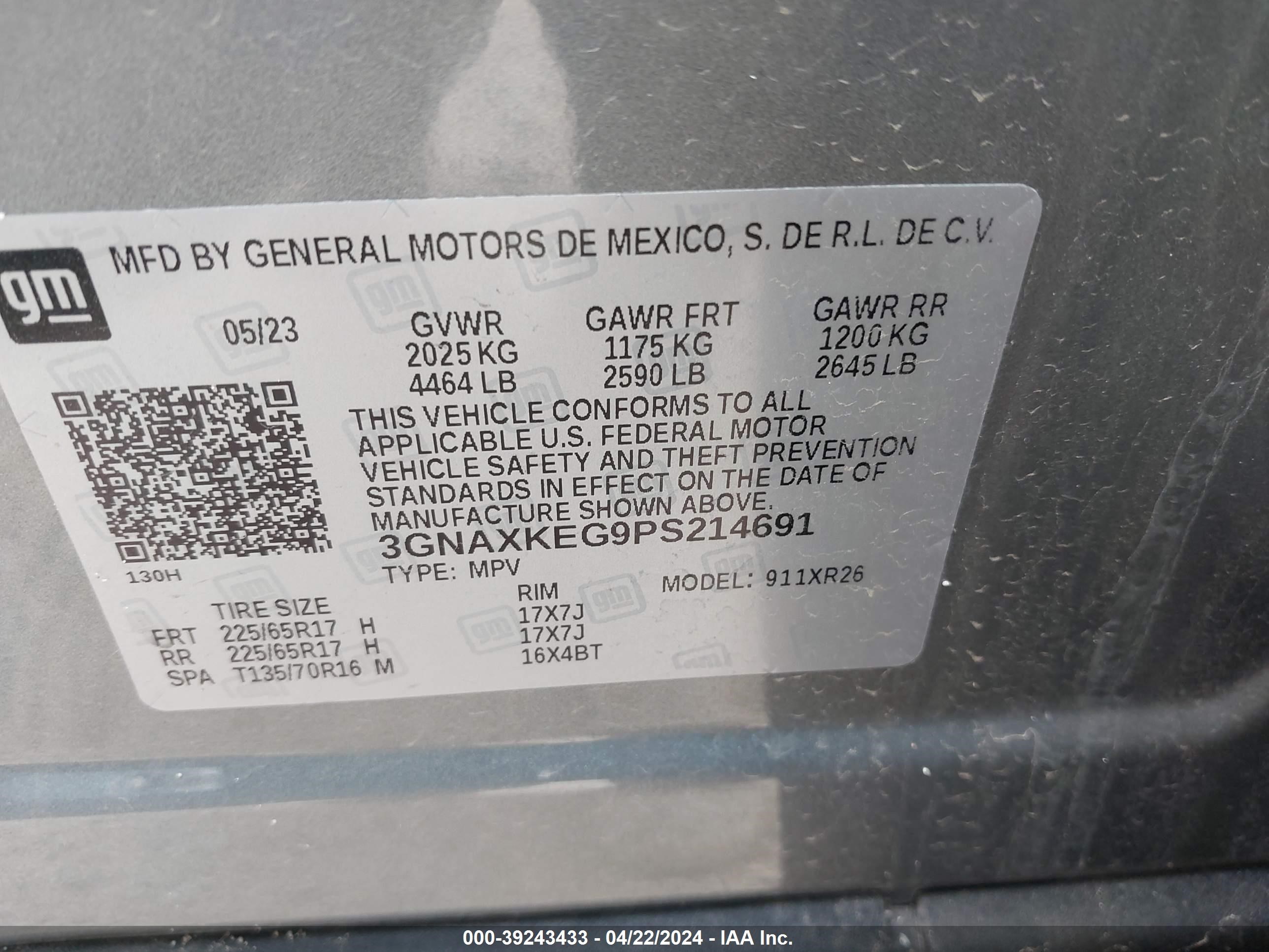 Photo 8 VIN: 3GNAXKEG9PS214691 - CHEVROLET EQUINOX 