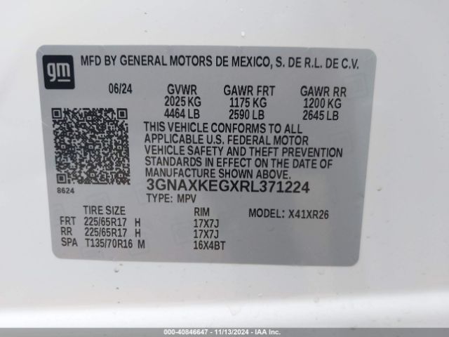 Photo 8 VIN: 3GNAXKEGXRL371224 - CHEVROLET EQUINOX 