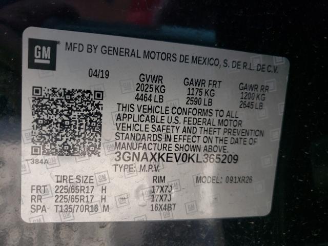 Photo 9 VIN: 3GNAXKEV0KL365209 - CHEVROLET EQUINOX LT 