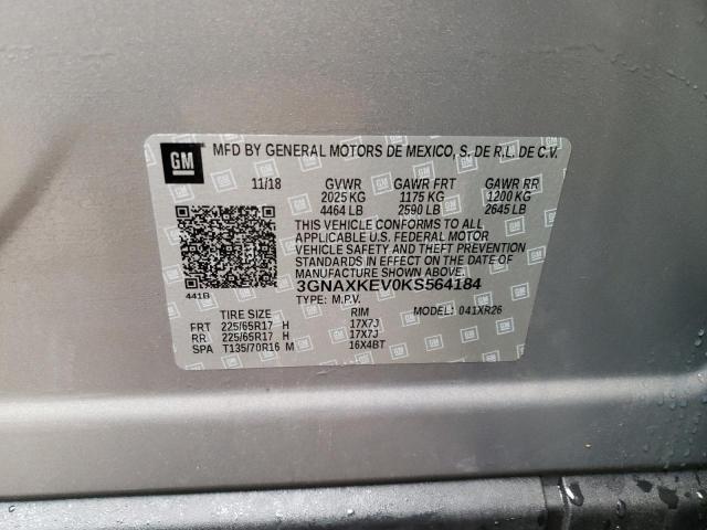 Photo 9 VIN: 3GNAXKEV0KS564184 - CHEVROLET EQUINOX LT 