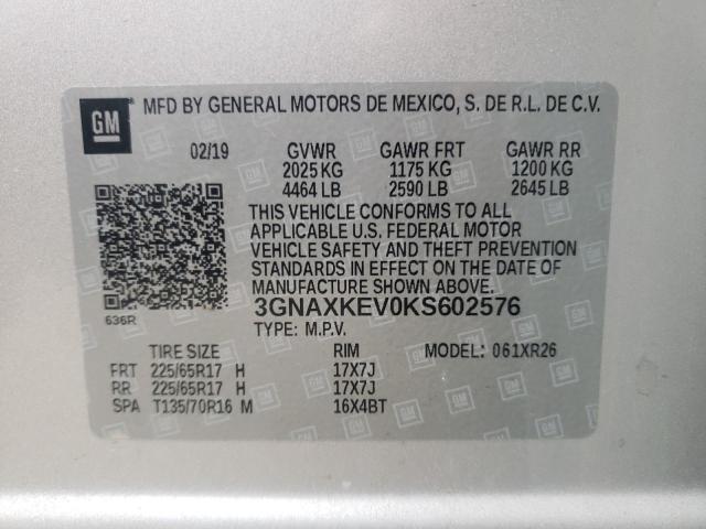 Photo 9 VIN: 3GNAXKEV0KS602576 - CHEVROLET EQUINOX LT 