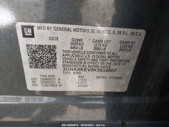 Photo 8 VIN: 3GNAXKEV0KS616607 - CHEVROLET EQUINOX 