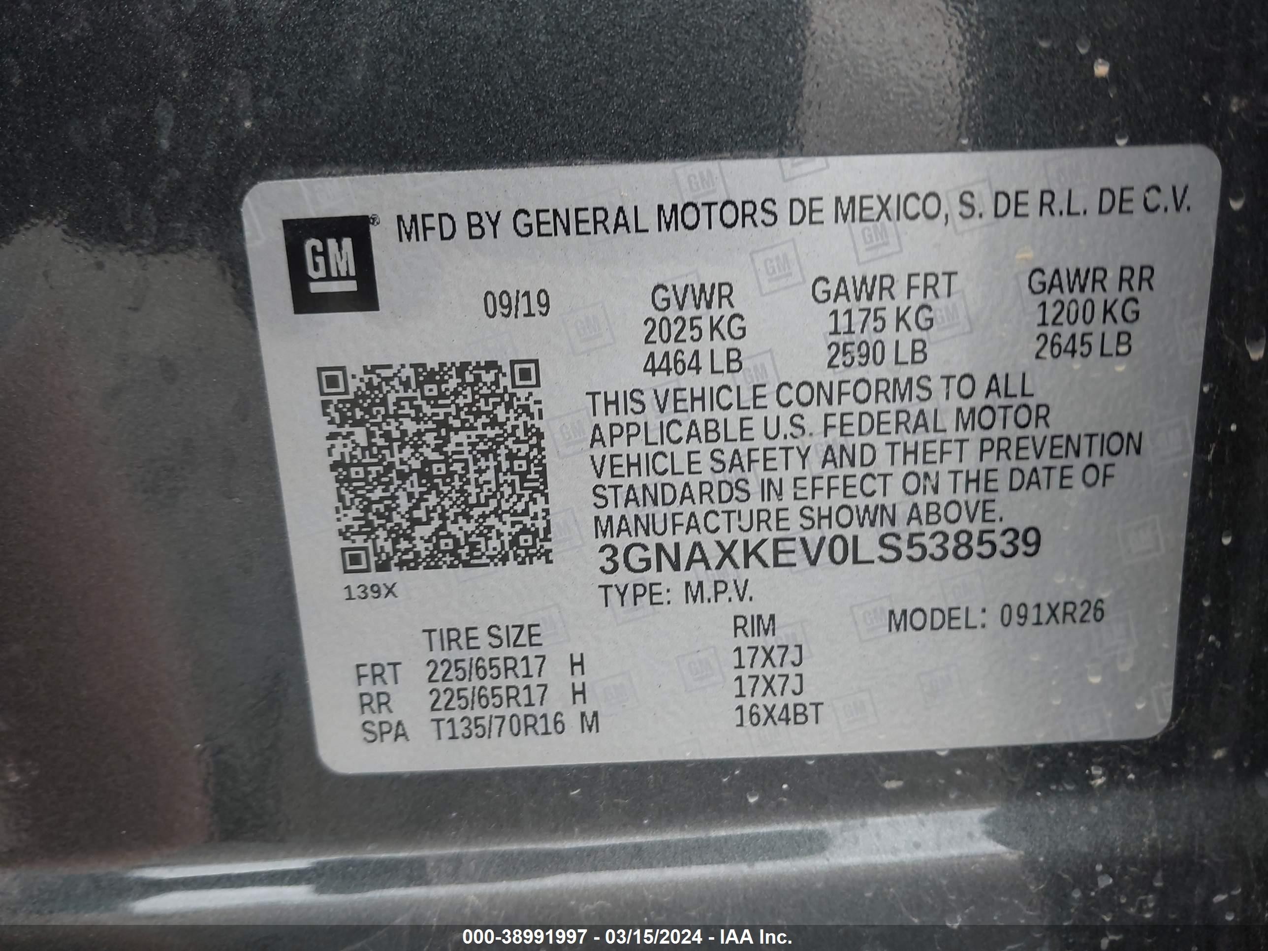 Photo 8 VIN: 3GNAXKEV0LS538539 - CHEVROLET EQUINOX 