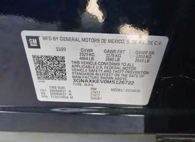 Photo 8 VIN: 3GNAXKEV0MS126722 - CHEVROLET EQUINOX 