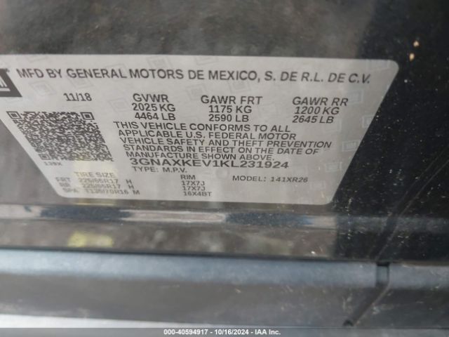 Photo 8 VIN: 3GNAXKEV1KL231924 - CHEVROLET EQUINOX 