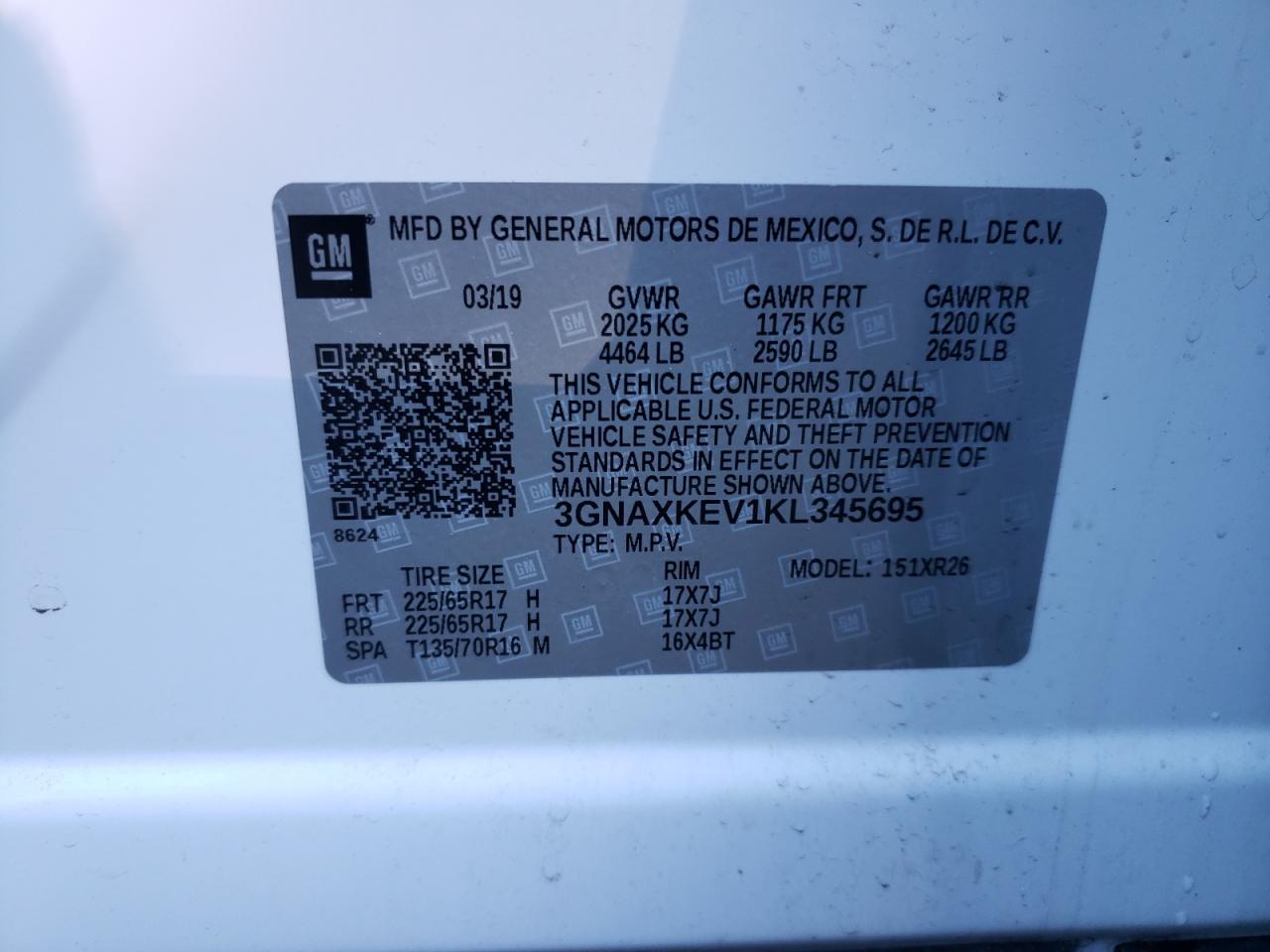 Photo 12 VIN: 3GNAXKEV1KL345695 - CHEVROLET EQUINOX 