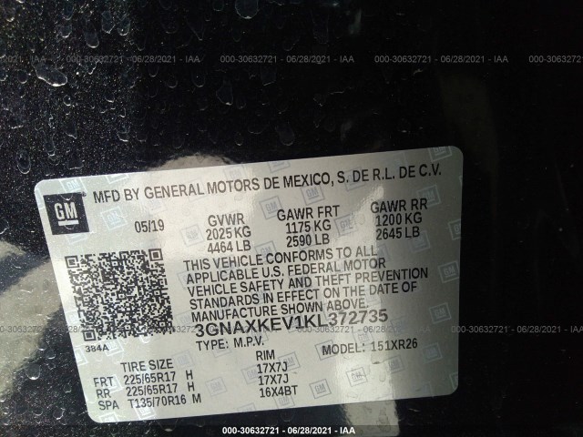 Photo 8 VIN: 3GNAXKEV1KL372735 - CHEVROLET EQUINOX 