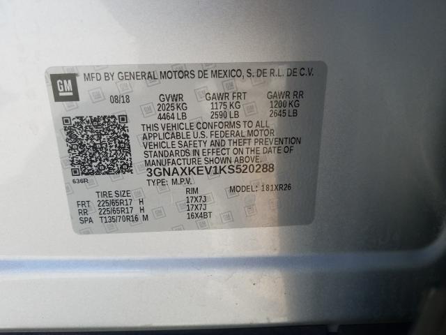 Photo 9 VIN: 3GNAXKEV1KS520288 - CHEVROLET EQUINOX LT 