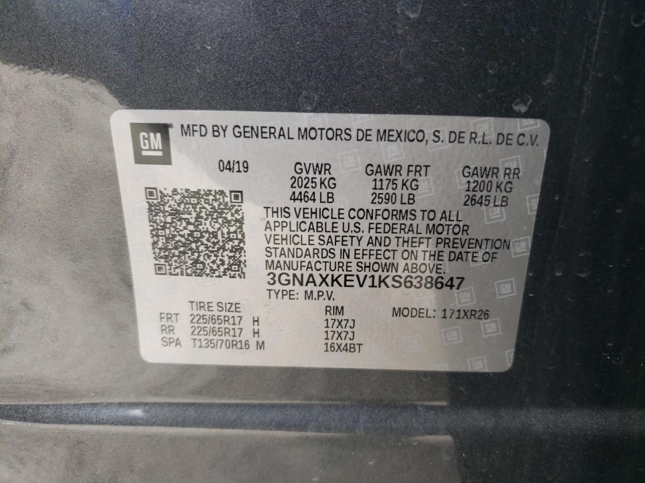 Photo 11 VIN: 3GNAXKEV1KS638647 - CHEVROLET EQUINOX 