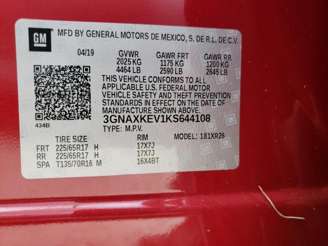 Photo 9 VIN: 3GNAXKEV1KS644108 - CHEVROLET EQUINOX LT 