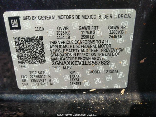 Photo 8 VIN: 3GNAXKEV1LS587622 - CHEVROLET EQUINOX 