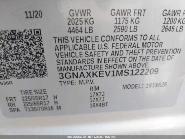 Photo 8 VIN: 3GNAXKEV1MS122209 - CHEVROLET EQUINOX 