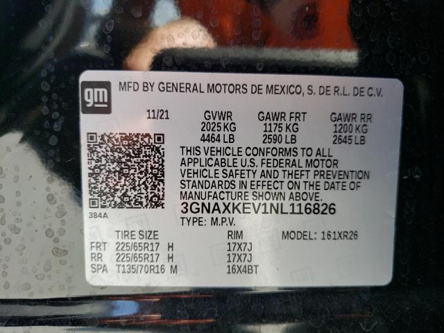 Photo 9 VIN: 3GNAXKEV1NL116826 - CHEVROLET EQUINOX LT 