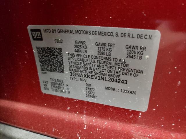 Photo 9 VIN: 3GNAXKEV1NL204243 - CHEVROLET EQUINOX LT 