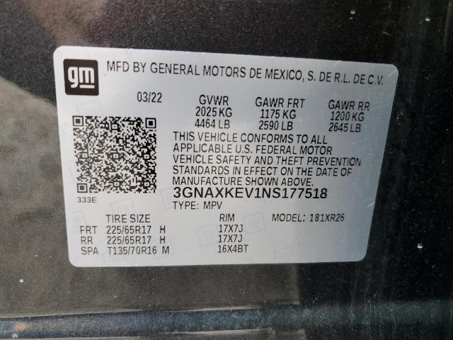 Photo 12 VIN: 3GNAXKEV1NS177518 - CHEVROLET EQUINOX LT 