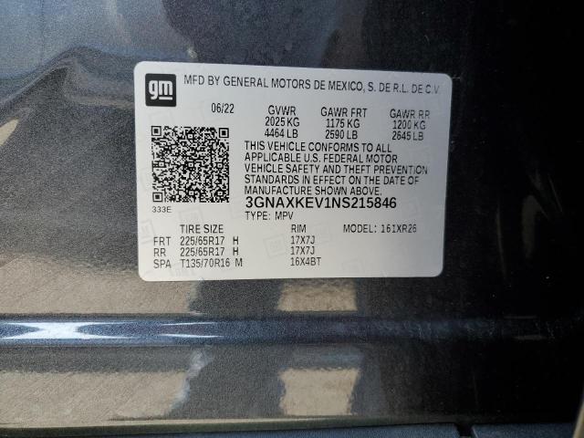 Photo 12 VIN: 3GNAXKEV1NS215846 - CHEVROLET EQUINOX LT 