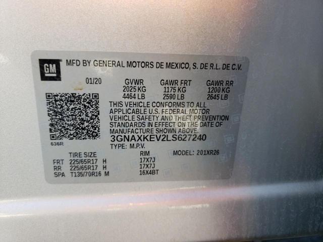 Photo 9 VIN: 3GNAXKEV2LS627240 - CHEVROLET EQUINOX LT 