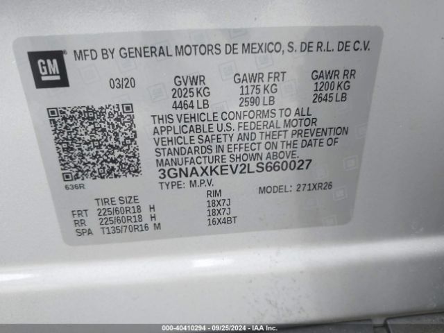 Photo 8 VIN: 3GNAXKEV2LS660027 - CHEVROLET EQUINOX 