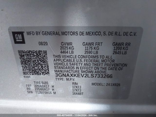 Photo 8 VIN: 3GNAXKEV2LS733266 - CHEVROLET EQUINOX 