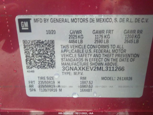 Photo 8 VIN: 3GNAXKEV2ML311266 - CHEVROLET EQUINOX 