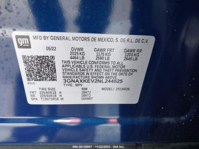 Photo 8 VIN: 3GNAXKEV2NL244525 - CHEVROLET EQUINOX 