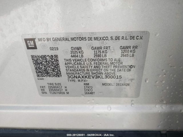 Photo 8 VIN: 3GNAXKEV3KL300015 - CHEVROLET EQUINOX 