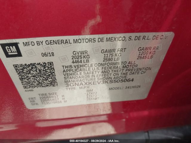 Photo 8 VIN: 3GNAXKEV3KS505064 - CHEVROLET EQUINOX 