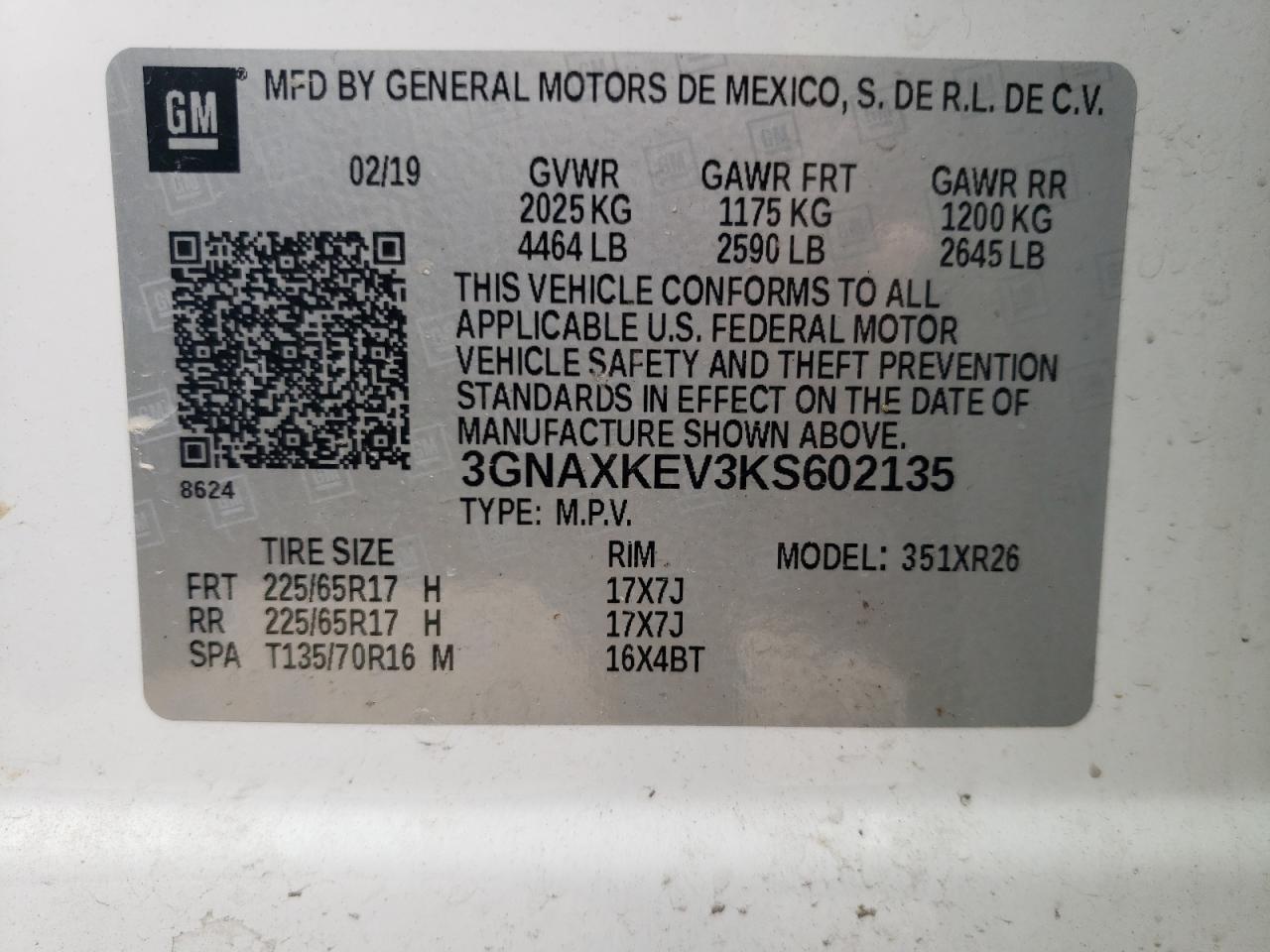 Photo 12 VIN: 3GNAXKEV3KS602135 - CHEVROLET EQUINOX 