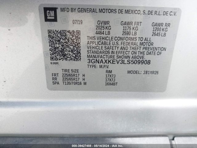 Photo 8 VIN: 3GNAXKEV3LS509908 - CHEVROLET EQUINOX 