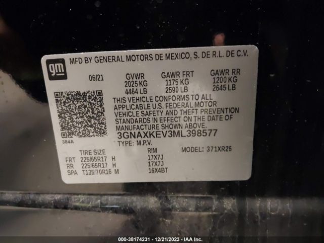 Photo 8 VIN: 3GNAXKEV3ML398577 - CHEVROLET EQUINOX 