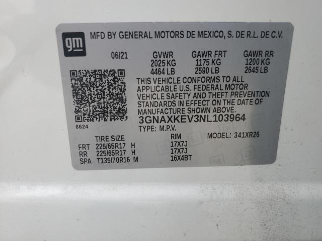 Photo 12 VIN: 3GNAXKEV3NL103964 - CHEVROLET EQUINOX LT 