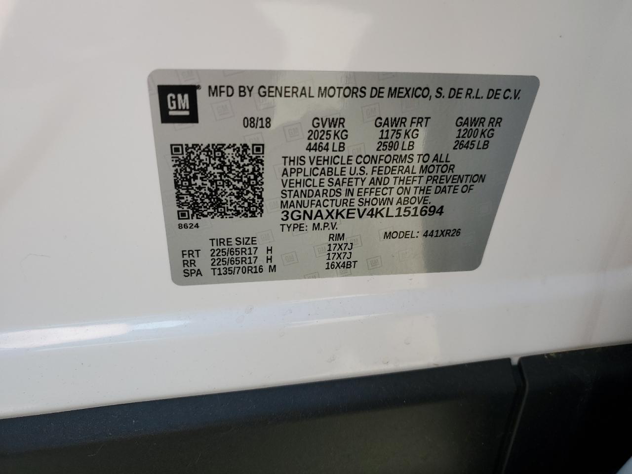 Photo 12 VIN: 3GNAXKEV4KL151694 - CHEVROLET EQUINOX 