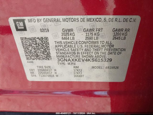 Photo 8 VIN: 3GNAXKEV4KS615329 - CHEVROLET EQUINOX 