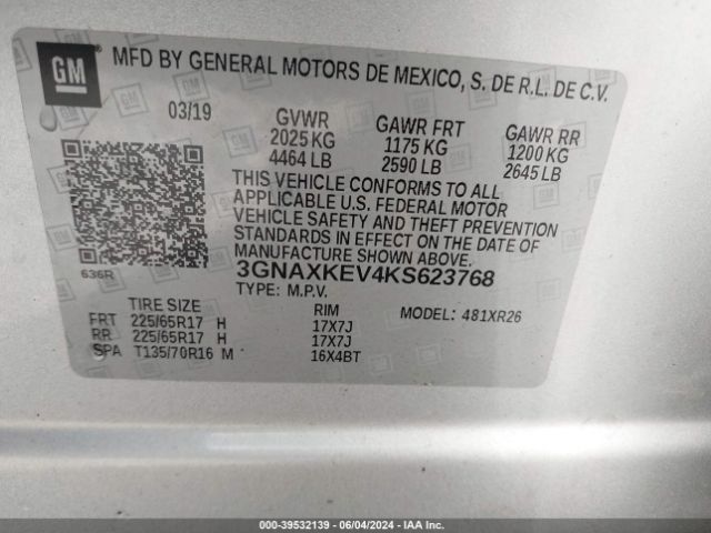 Photo 8 VIN: 3GNAXKEV4KS623768 - CHEVROLET EQUINOX 