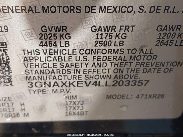 Photo 8 VIN: 3GNAXKEV4LL203357 - CHEVROLET EQUINOX 