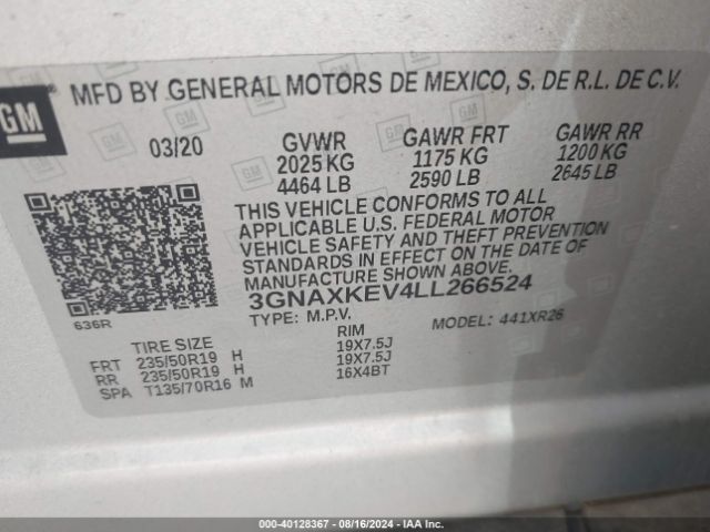 Photo 8 VIN: 3GNAXKEV4LL266524 - CHEVROLET EQUINOX 