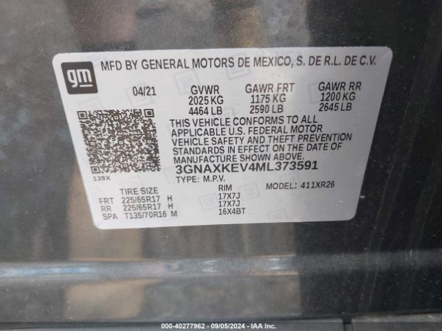 Photo 8 VIN: 3GNAXKEV4ML373591 - CHEVROLET EQUINOX 