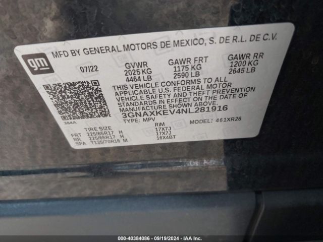 Photo 8 VIN: 3GNAXKEV4NL281916 - CHEVROLET EQUINOX 