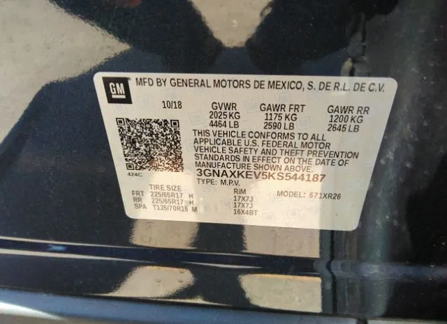 Photo 8 VIN: 3GNAXKEV5KS544187 - CHEVROLET EQUINOX 