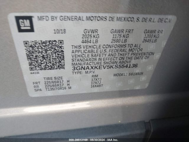 Photo 8 VIN: 3GNAXKEV5KS554136 - CHEVROLET EQUINOX 