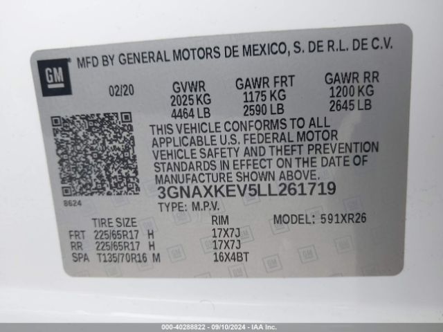 Photo 8 VIN: 3GNAXKEV5LL261719 - CHEVROLET EQUINOX 