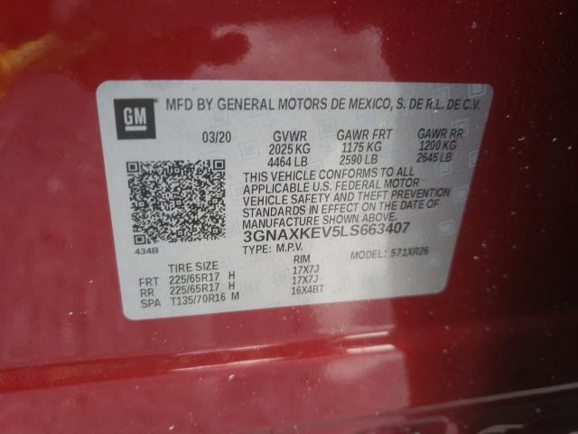 Photo 9 VIN: 3GNAXKEV5LS663407 - CHEVROLET EQUINOX LT 