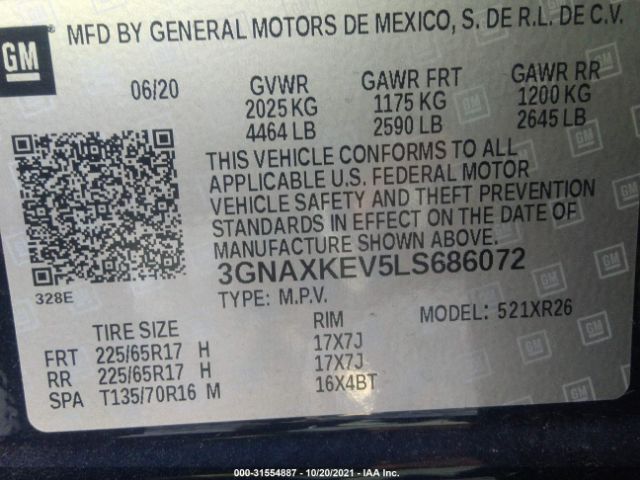 Photo 8 VIN: 3GNAXKEV5LS686072 - CHEVROLET EQUINOX 