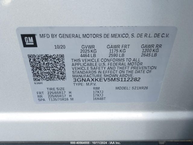 Photo 8 VIN: 3GNAXKEV5MS112282 - CHEVROLET EQUINOX 