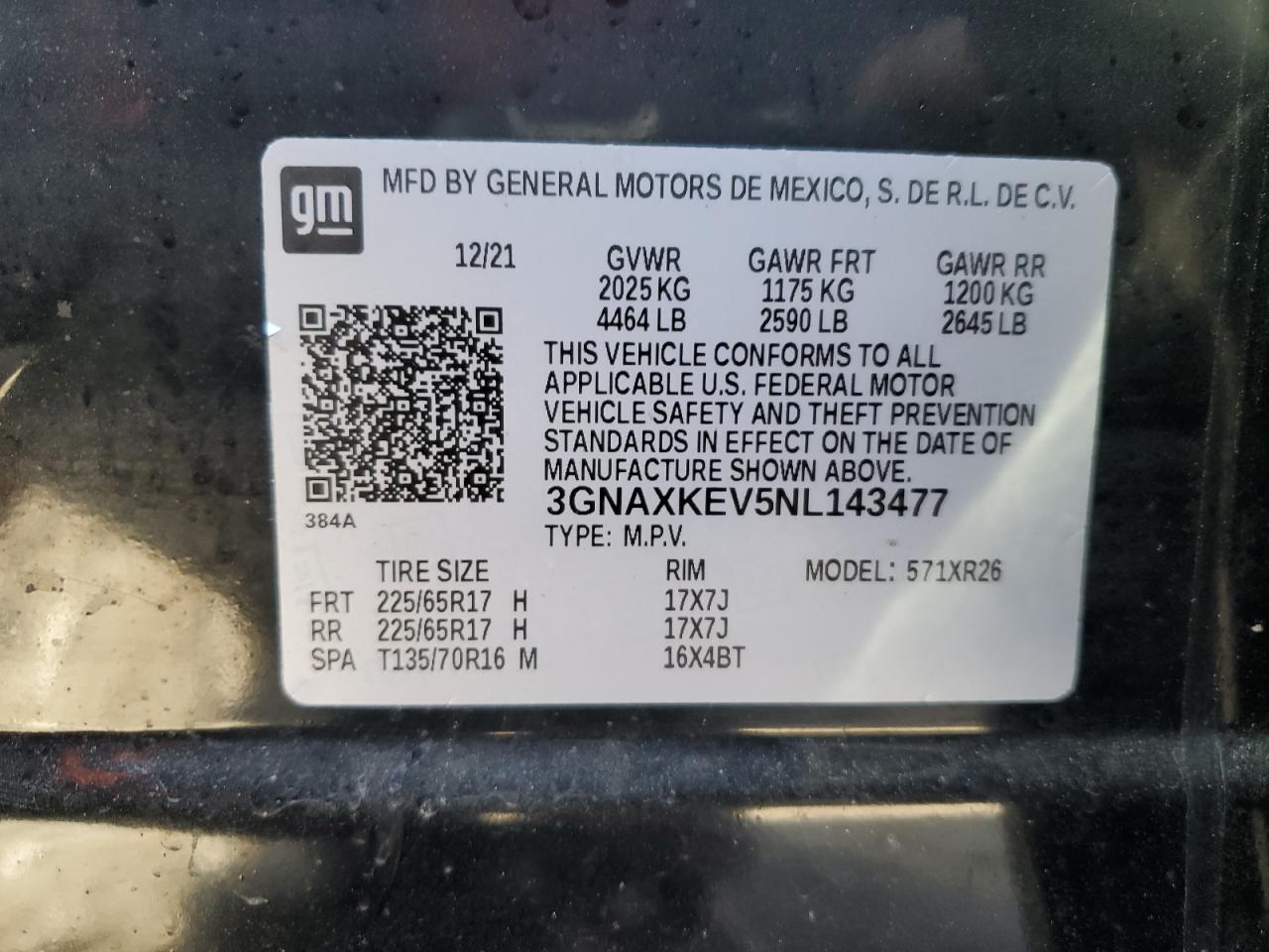 Photo 12 VIN: 3GNAXKEV5NL143477 - CHEVROLET EQUINOX 