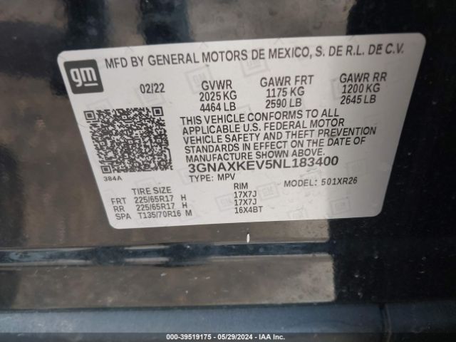 Photo 8 VIN: 3GNAXKEV5NL183400 - CHEVROLET EQUINOX 