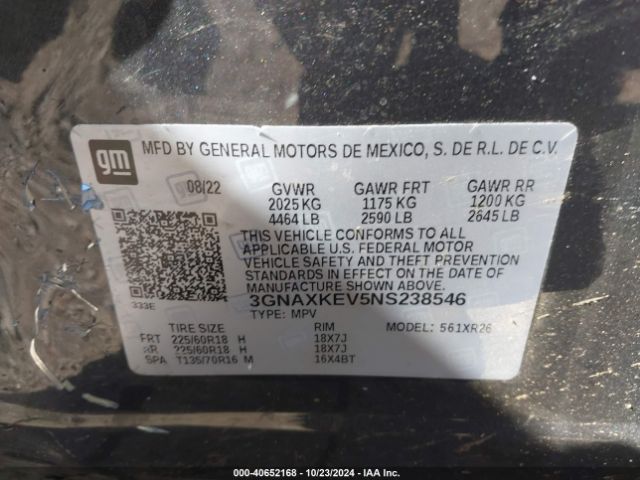 Photo 8 VIN: 3GNAXKEV5NS238546 - CHEVROLET EQUINOX 