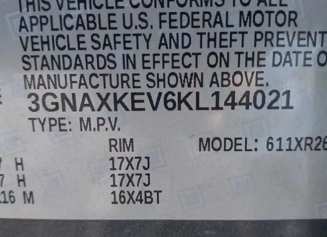 Photo 8 VIN: 3GNAXKEV6KL144021 - CHEVROLET EQUINOX 