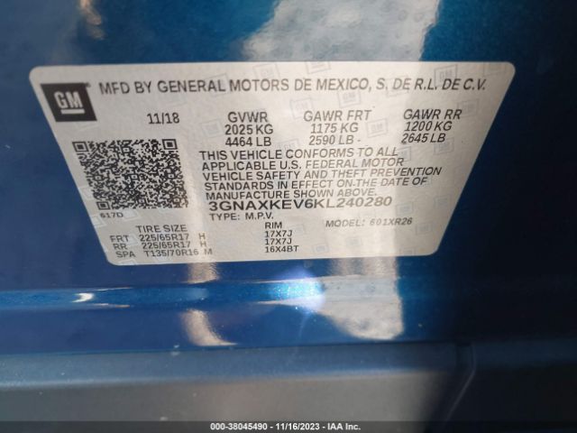 Photo 8 VIN: 3GNAXKEV6KL240280 - CHEVROLET EQUINOX 